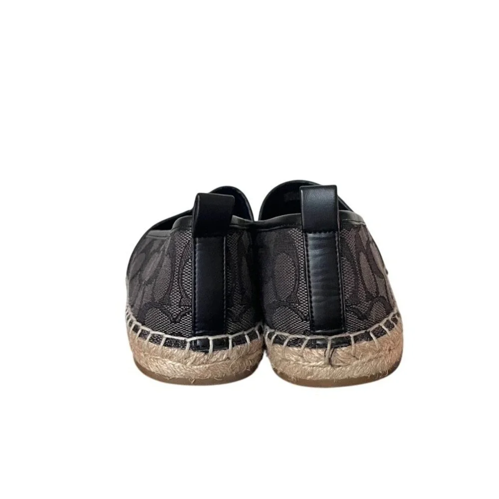 Coach Codi Signature Jacquard Espadrille Flats Black 8.5B w/ Box